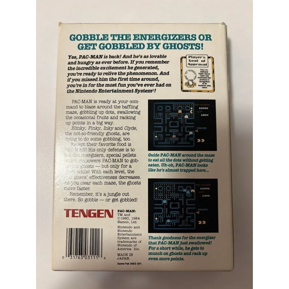 Tengen Pac-Man NES Original Cartridge Case Box for Nintendo NES Model Authentic